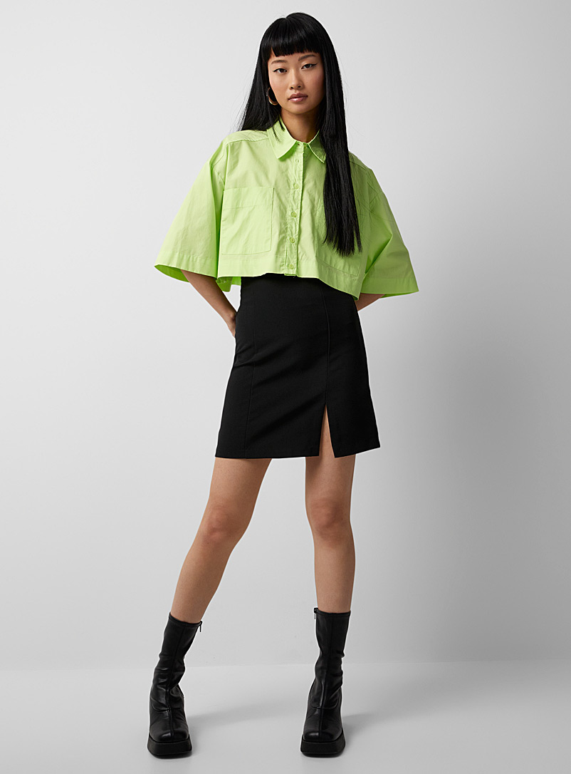 Twik Black Slit miniskirt for women