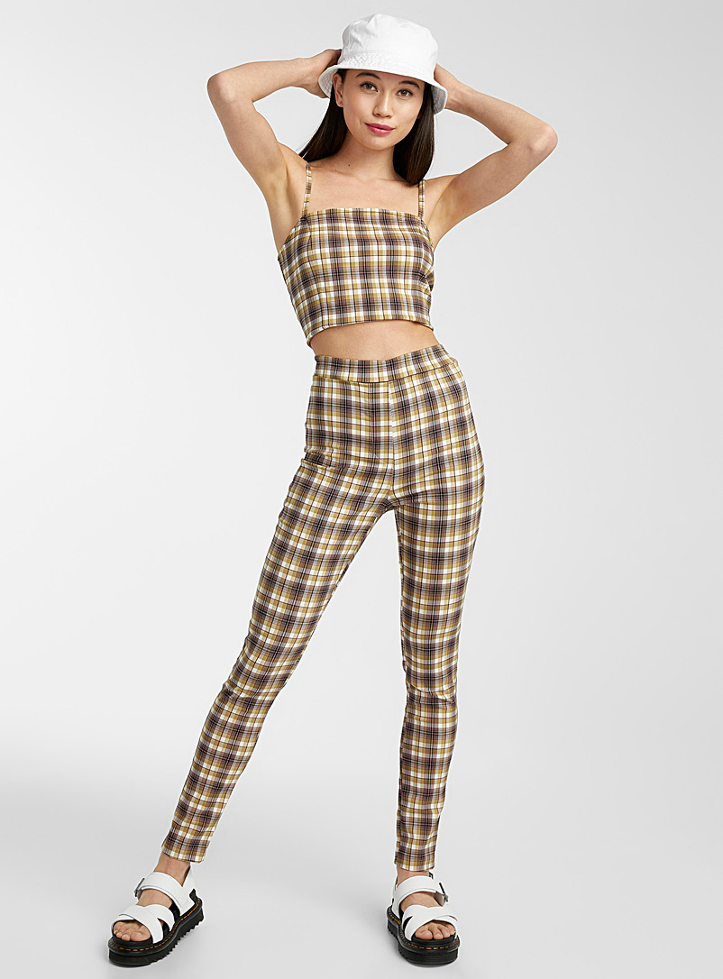 Twik Patterned Green Check stretch legging for women