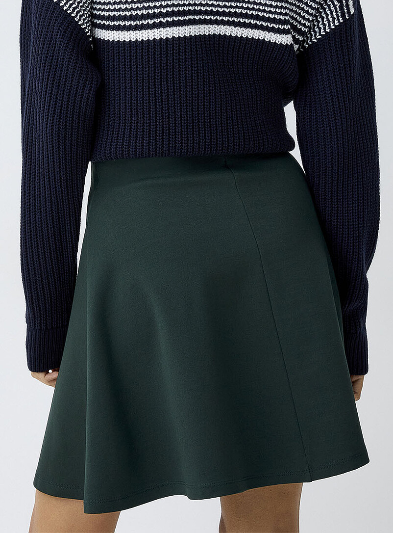Twik Mossy Green Thick jersey skater miniskirt for women