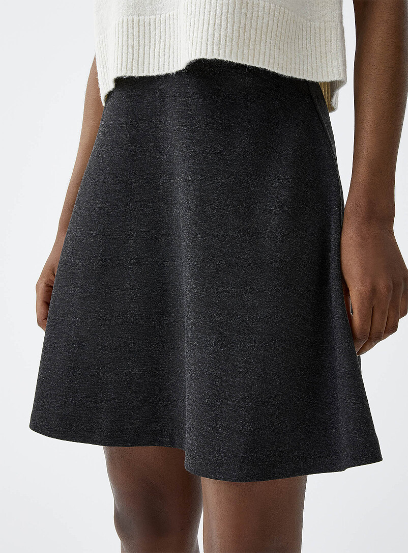 Twik Mossy Green Thick jersey skater miniskirt for women