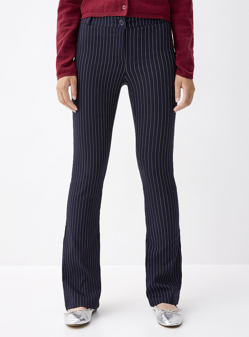 Twik: Le pantalon semi-&eacute;vas&eacute; bengaline Noir &agrave; motifs pour femme