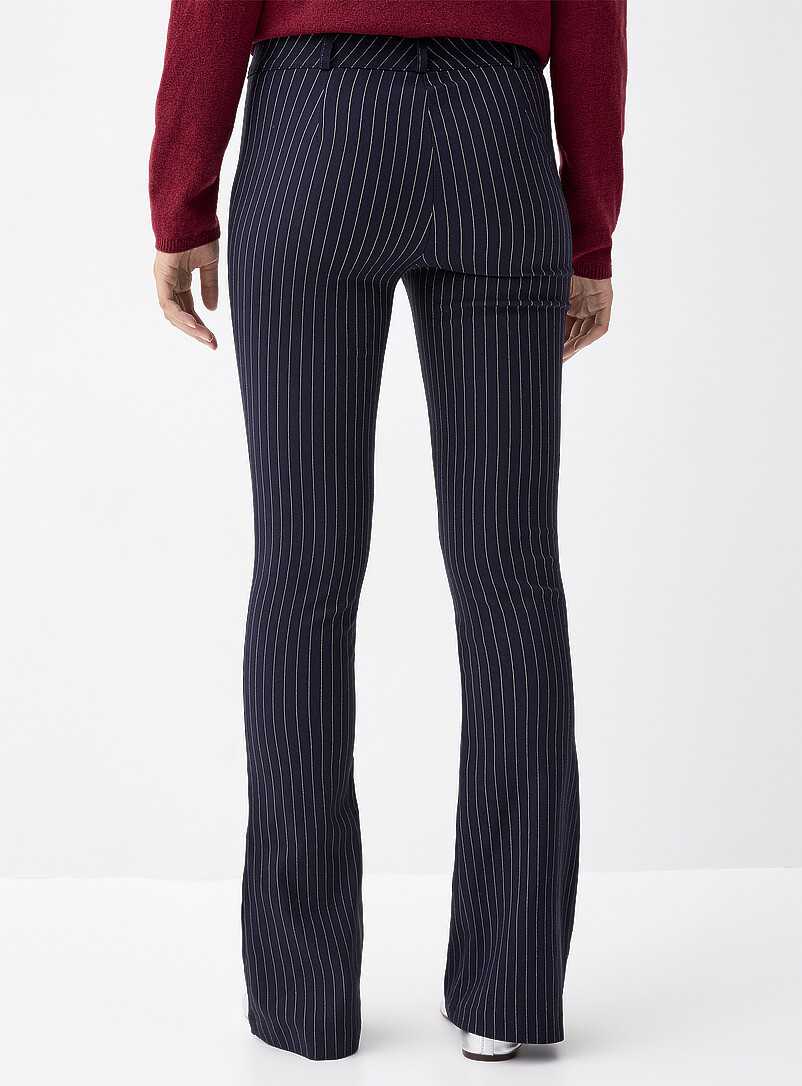 Twik: Le pantalon semi-&eacute;vas&eacute; bengaline Noir &agrave; motifs pour femme
