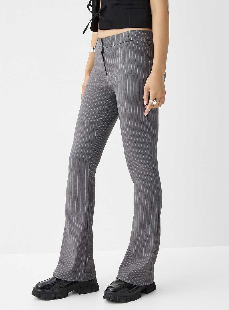 Twik: Le pantalon semi-&eacute;vas&eacute; bengaline Noir &agrave; motifs pour femme