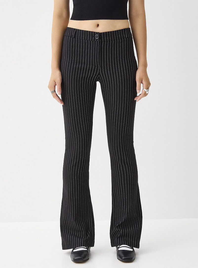 Twik: Le pantalon semi-&eacute;vas&eacute; bengaline Noir &agrave; motifs pour femme