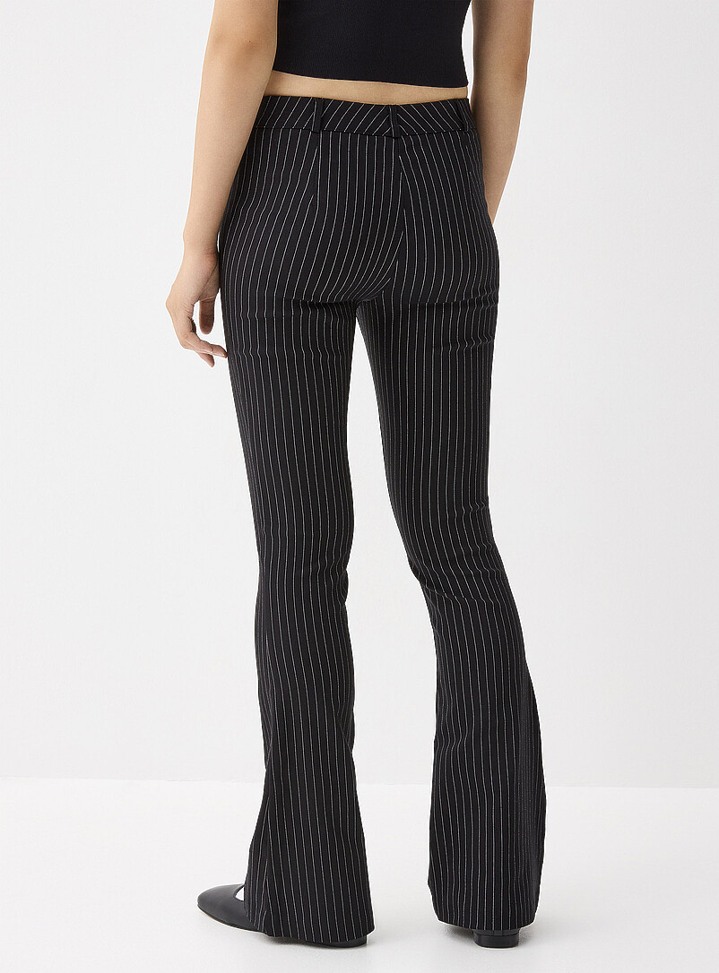 Twik: Le pantalon semi-&eacute;vas&eacute; bengaline Noir &agrave; motifs pour femme