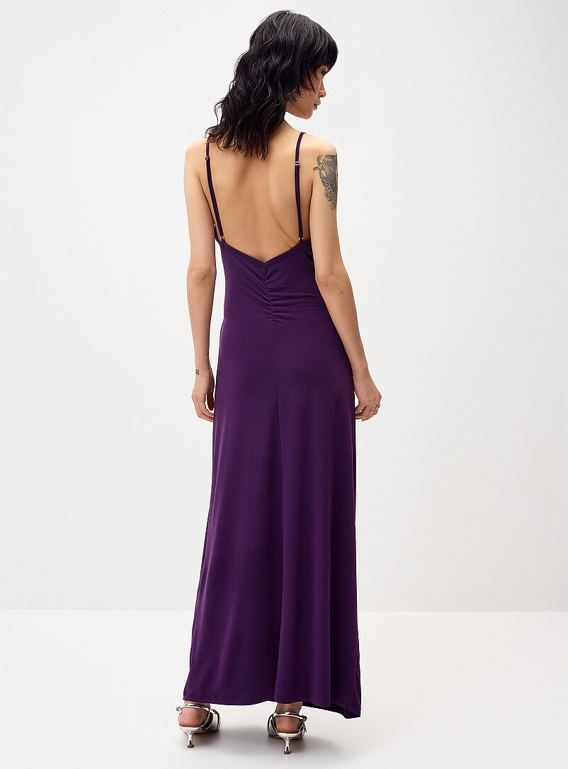 Twik: La robe maxi drap&eacute;e Raisin - Pourpre fonc&eacute; pour femme