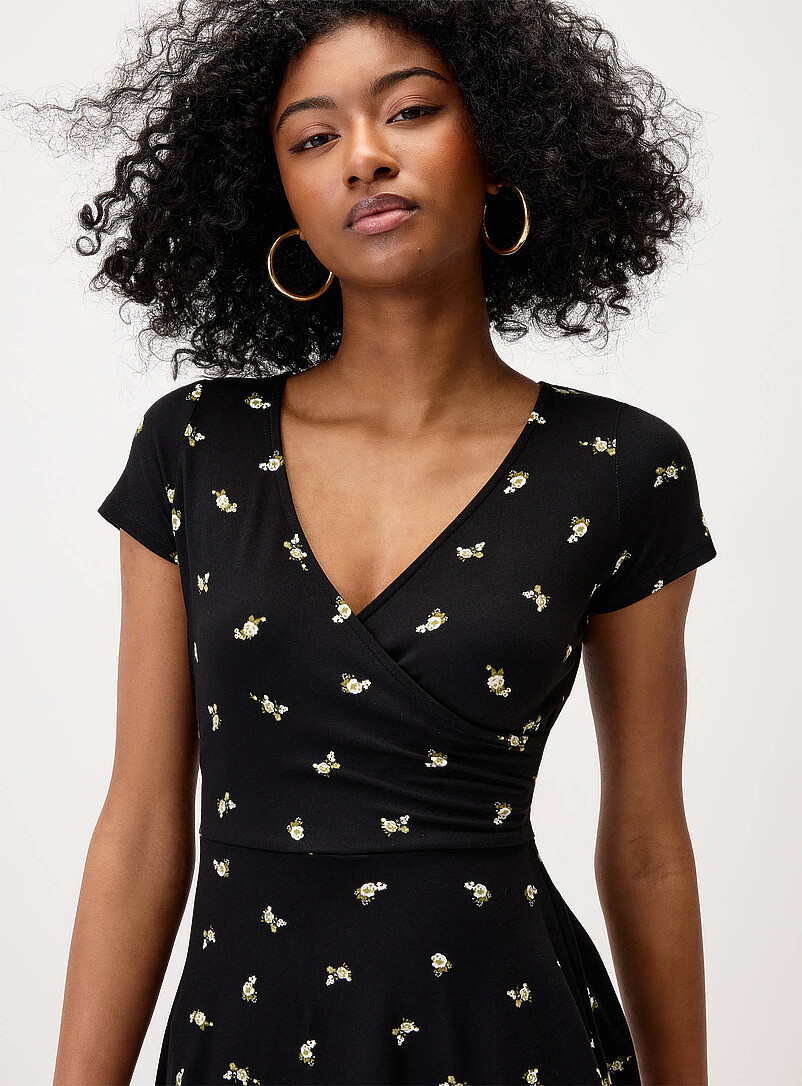 Twik Patterned black Patterned crossover minidress for women