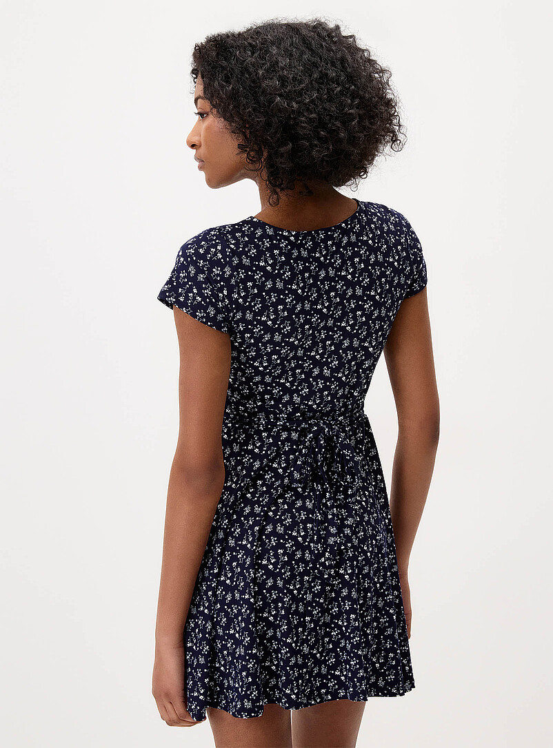 Twik Patterned black Patterned crossover minidress for women