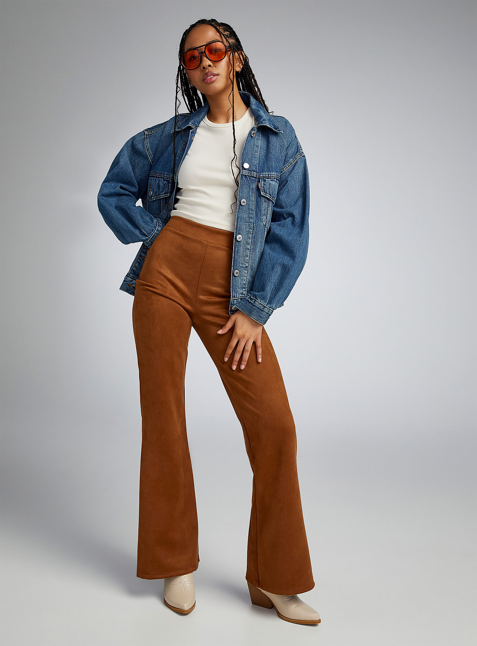 Twik Suede-style Flared Pant In Sand