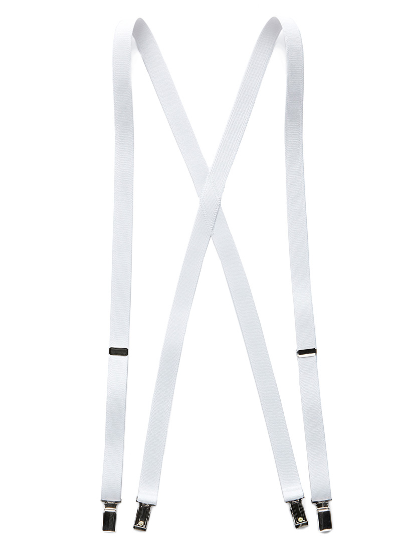 Le 31 White Basic suspenders for men