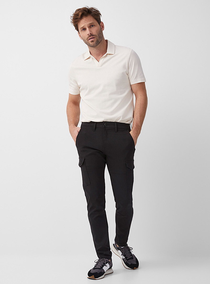Projek Raw Black Stretch canvas cargo pant Slim fit for men