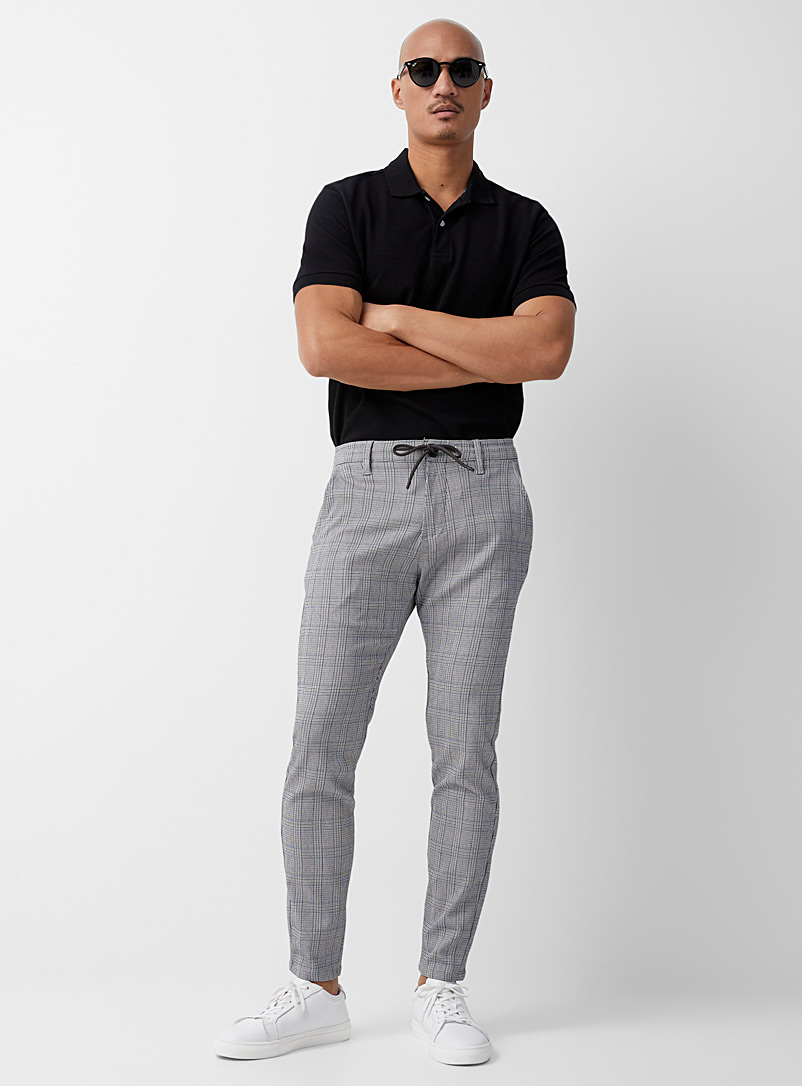 Projek Raw Patterned Blue Prince of Wales stretch pant Slim fit for men