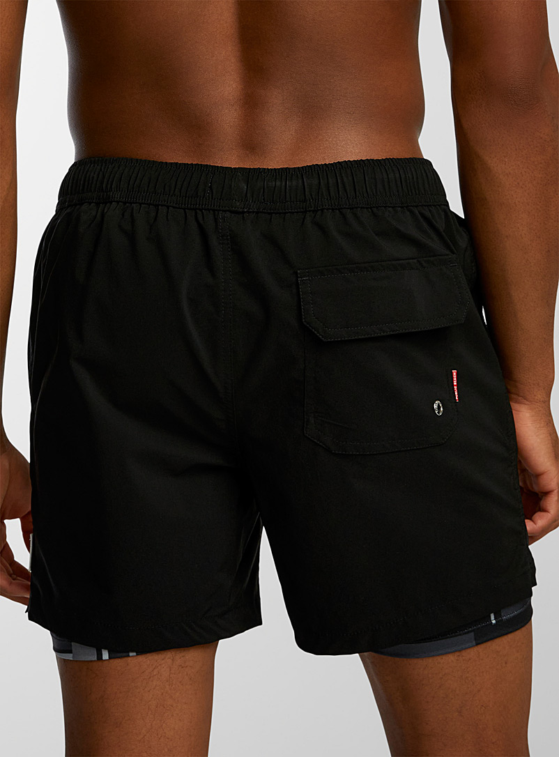 Public Beach: Le maillot short &agrave; cuissard imprim&eacute; Bleu marine - Bleu nuit pour homme
