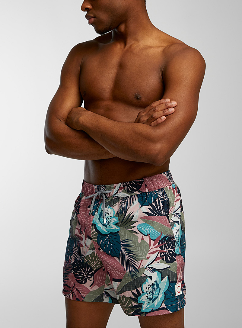 Public Beach: Le maillot short imprimé feuillage Rose pour homme