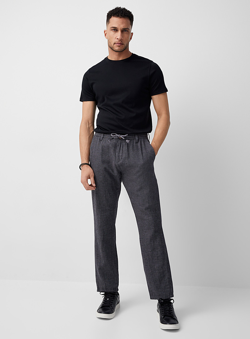 Projek Raw: Le pantalon lin et coton bicolore Noir pour homme