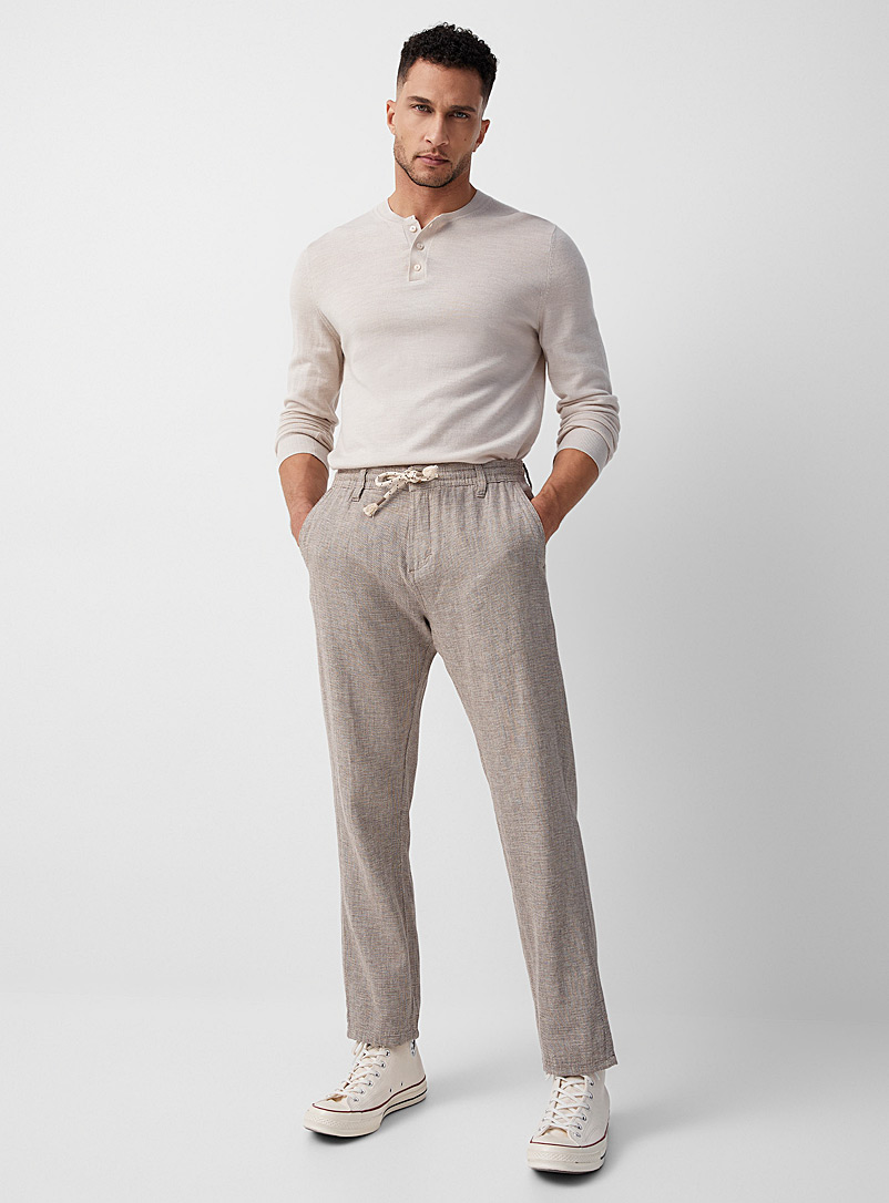 Projek Raw Brown Linen-cotton two-tone pant for men