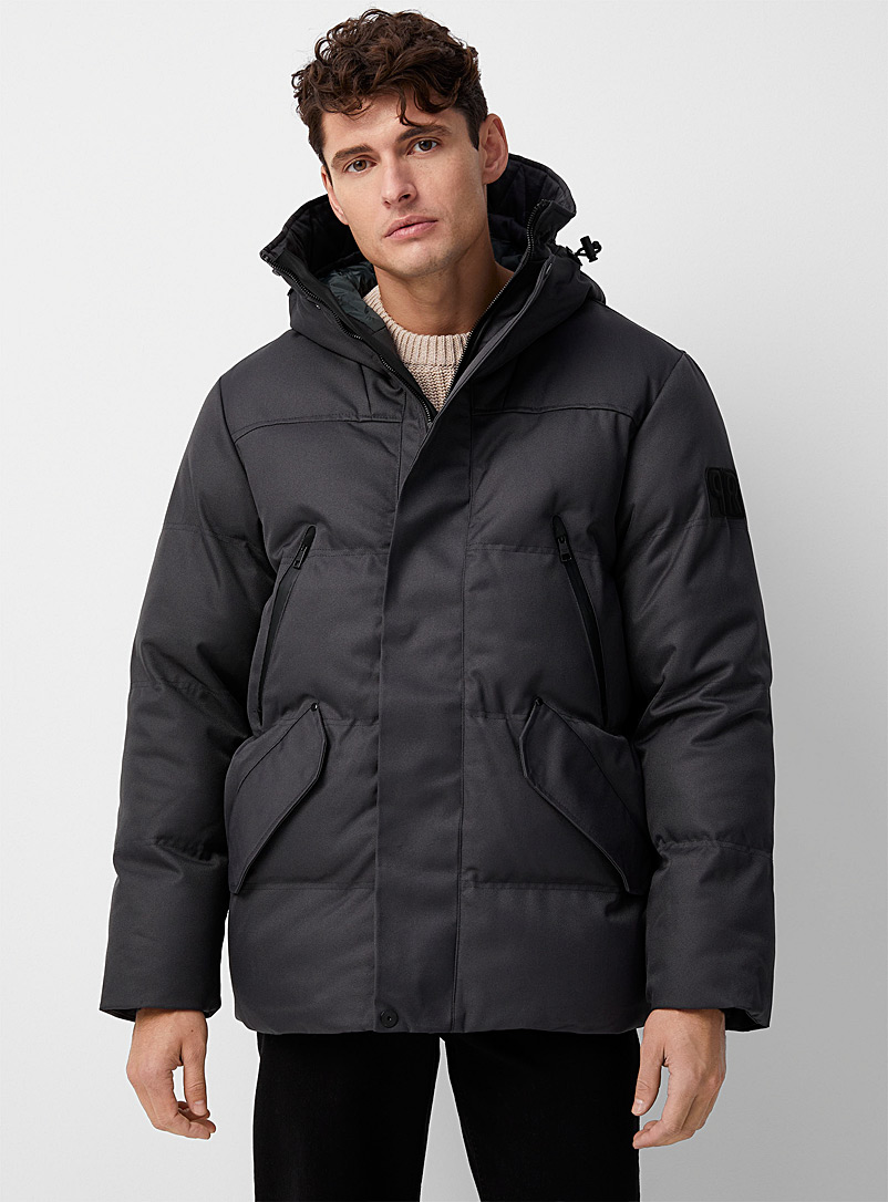 Projek Raw Charcoal Coated twill puffer parka for men