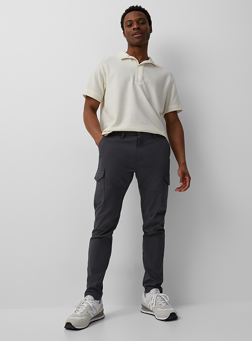 Projek Raw Grey Stretch nylon cargo pant Slim fit for men