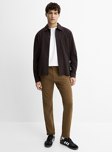 Projek Raw: Le pantalon twill extensible <b>Coupe &eacute;troite</b> Brun noisette pour homme