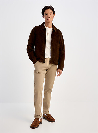 Projek Raw: Le pantalon twill extensible <b>Coupe &eacute;troite</b> Beige pour homme