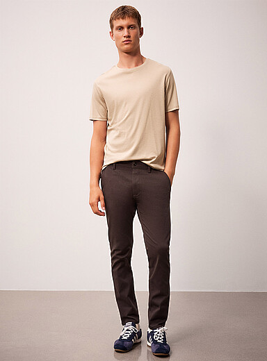 Projek Raw: Le pantalon twill extensible <b>Coupe &eacute;troite</b> Brun  pour homme