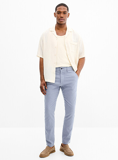 Le pantalon extensible effet chambray <b>Coupe &eacute;troite</b>