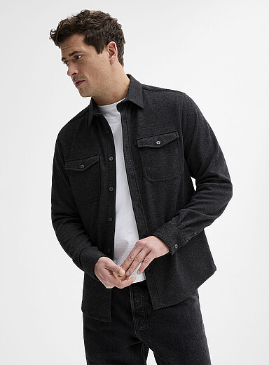 Projek Raw: La surchemise tricot flanelle chevrons Charbon pour homme