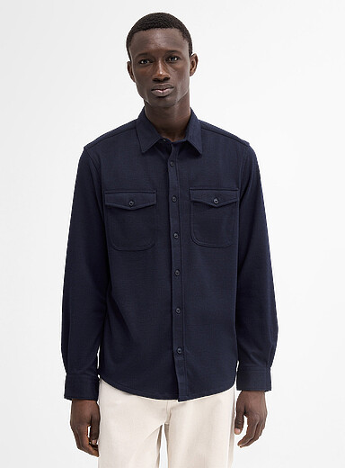 Projek Raw: La surchemise tricot flanelle chevrons Bleu marine - Bleu nuit pour homme