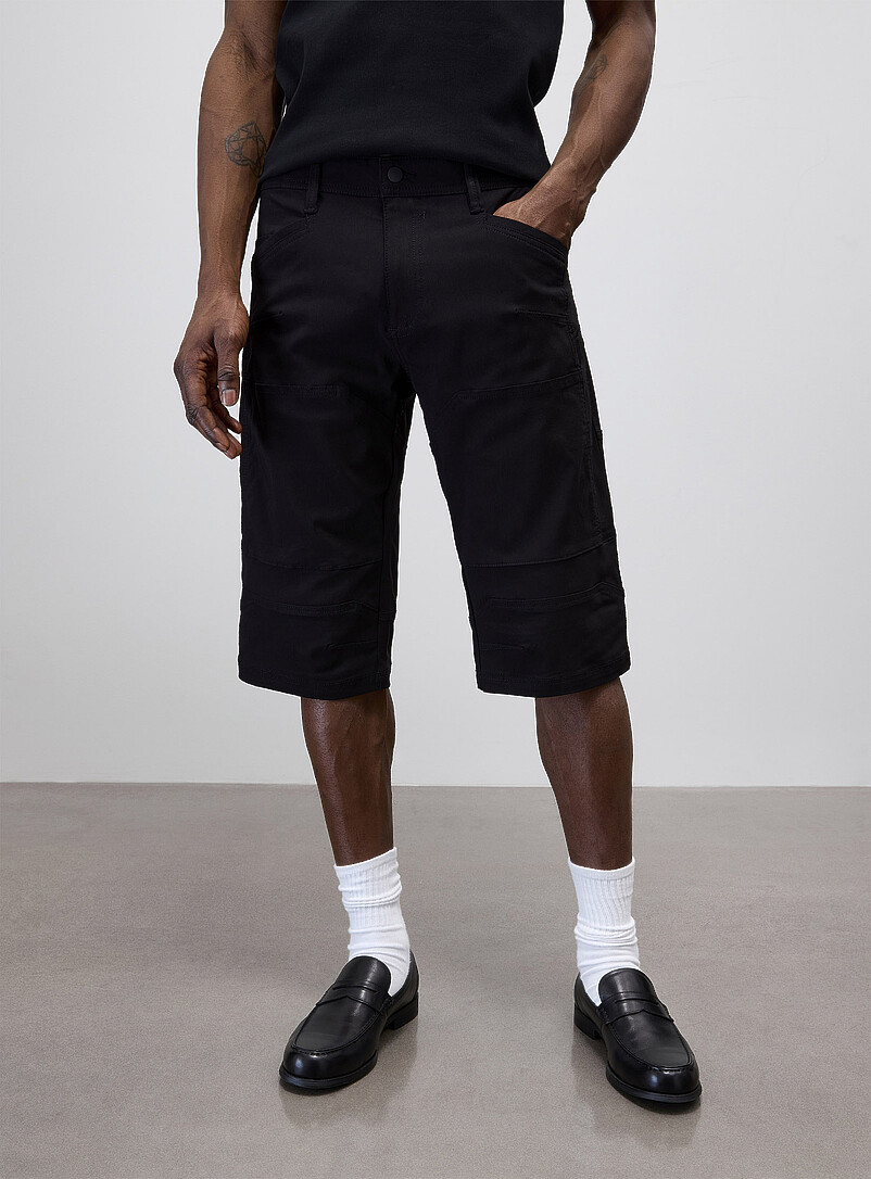 Projek Raw: Le bermuda toile extensible Noir pour homme