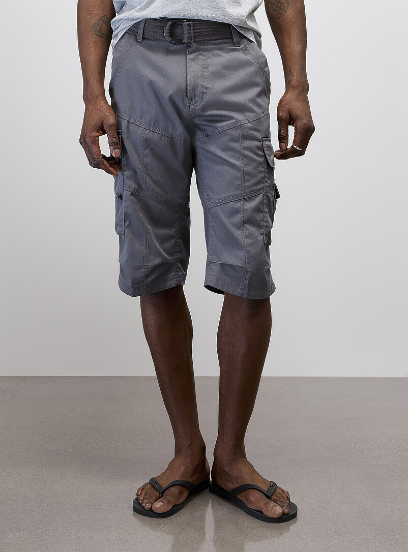 Projek Raw Sand Cargo-pocket belted Bermudas for men