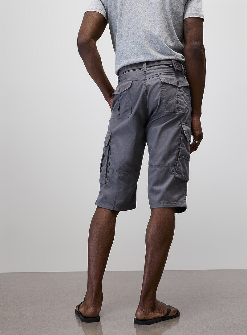 Projek Raw Sand Cargo-pocket belted Bermudas for men