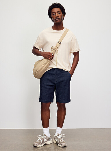 Indigo denim-like stretch Bermudas