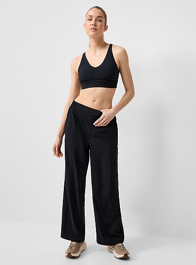 Wide-leg stretch weave pant