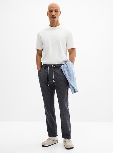 Projek Raw: Le pantalon tricot trame bicolore <b>Coupe &eacute;troite</b> Oxford pour homme