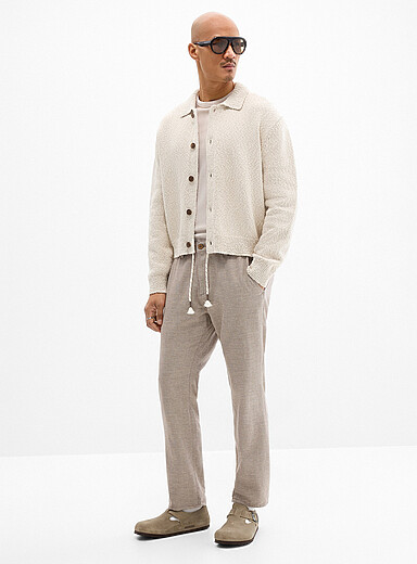 Le pantalon tricot trame bicolore <b>Coupe &eacute;troite</b>