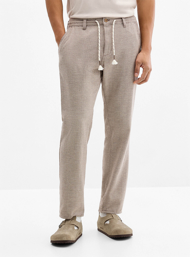 Projek Raw: Le pantalon tricot trame bicolore <b>Coupe &eacute;troite</b> Taupe pour homme