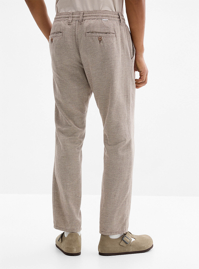 Projek Raw: Le pantalon tricot trame bicolore <b>Coupe &eacute;troite</b> Taupe pour homme