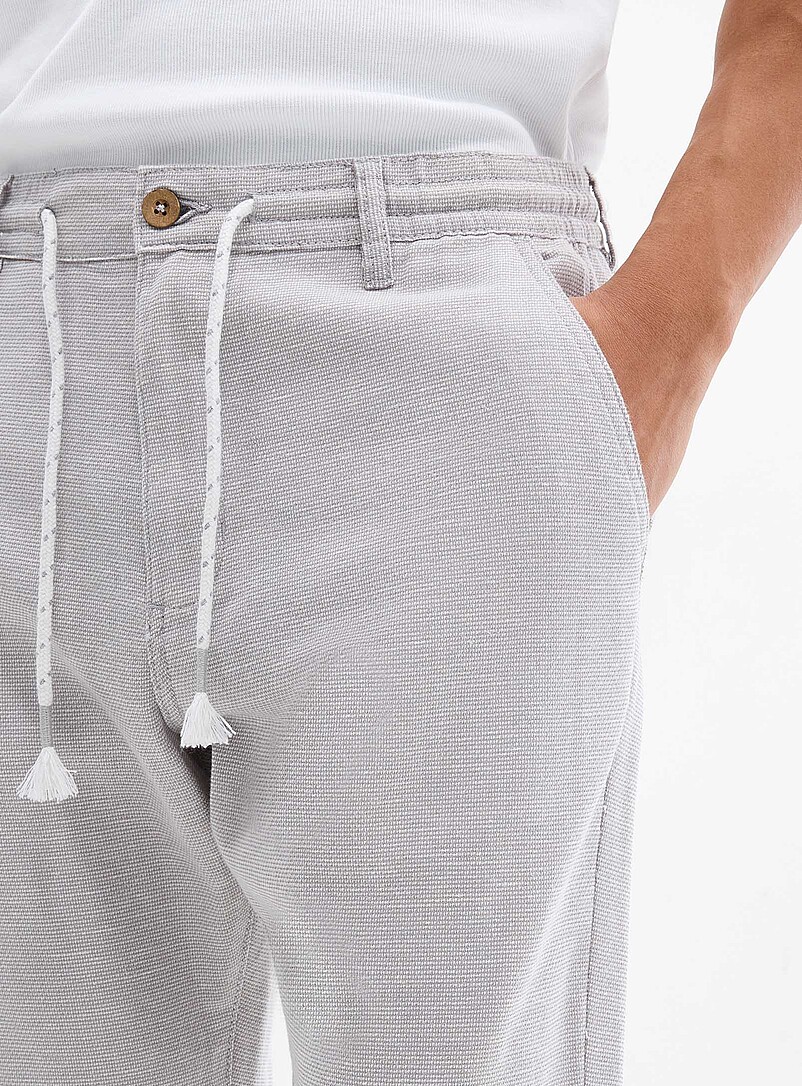 Projek Raw: Le pantalon tricot trame bicolore <b>Coupe &eacute;troite</b> Taupe pour homme