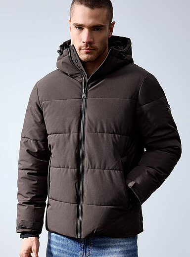 Projek Raw Brown Matt quilted coat for men