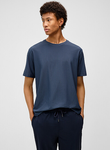 Projek Raw: Le t-shirt microgaufr&eacute; Bleu pour homme