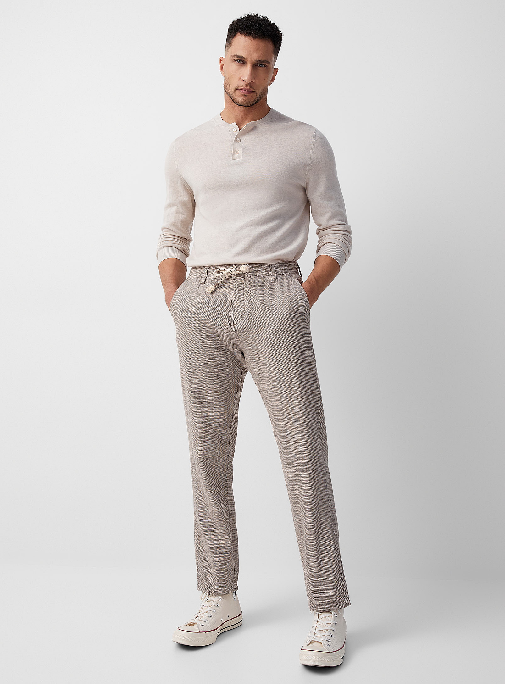 Projek Raw Linen-cotton Two-tone Pant In Brown