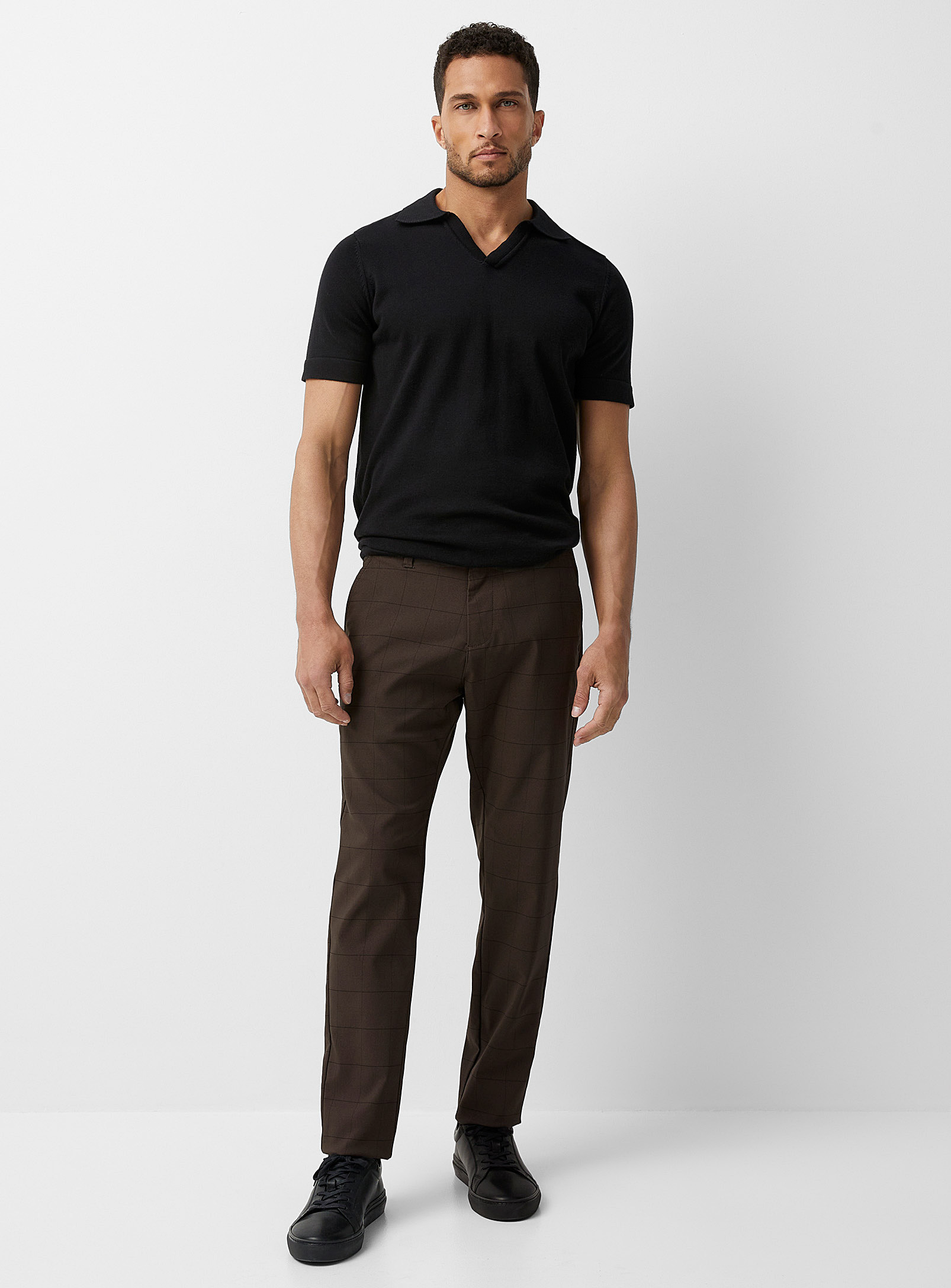 Projek Raw Windowpane Check Stretch Pant Skinny Fit In Patterned Brown