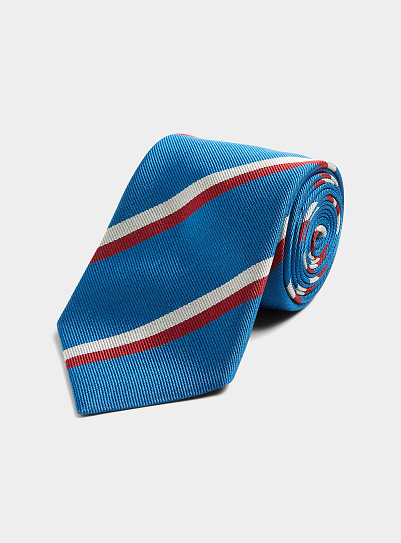 Le 31: La cravate rayure double Bleu royal-saphir pour homme