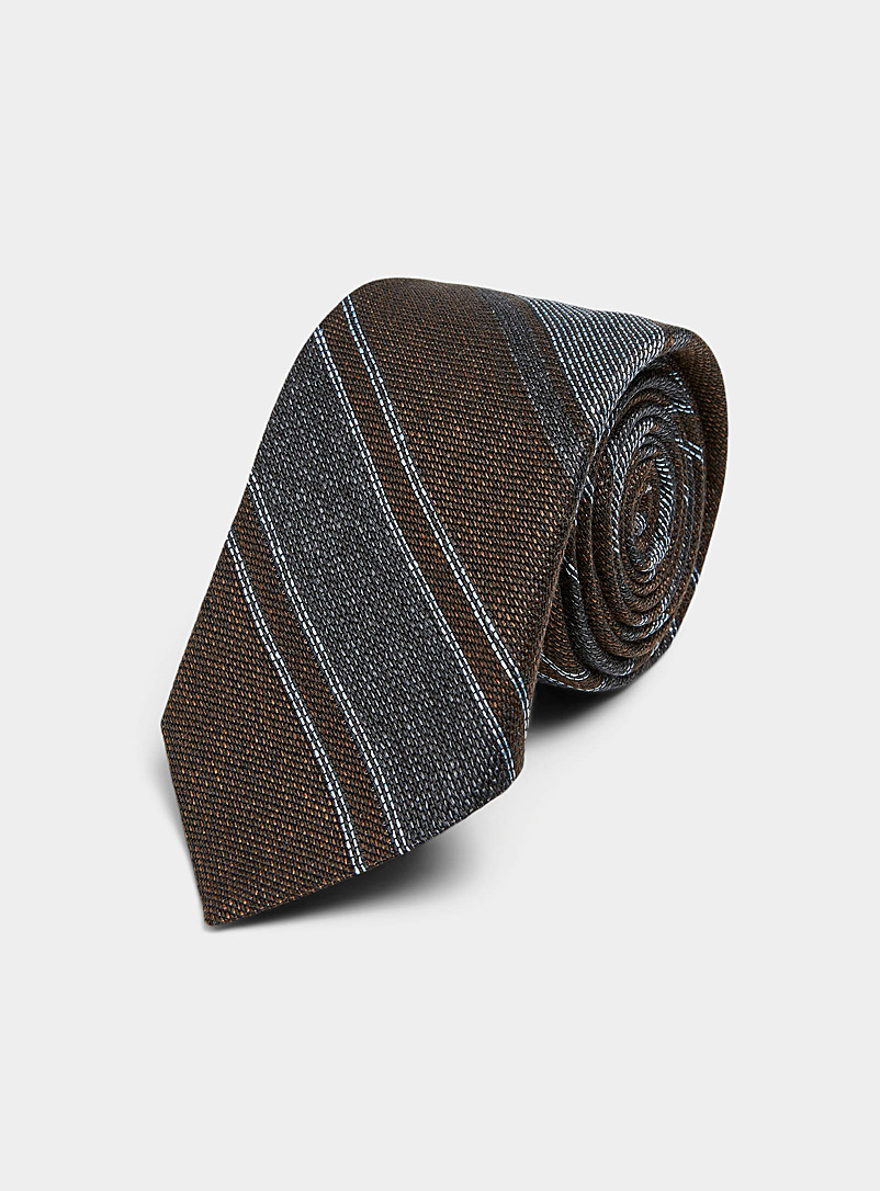 Le 31 Dark Brown Jagged-stripe tie for men