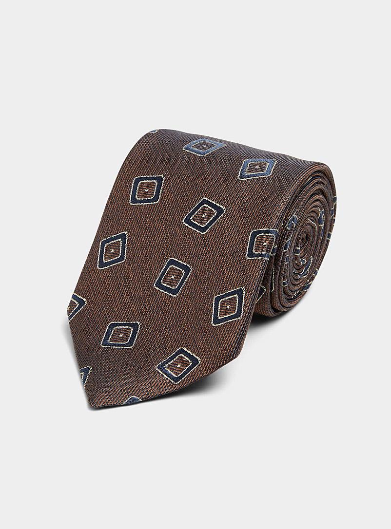 Le 31 Dark Brown Pointed-check tie for men
