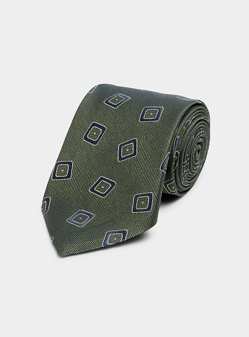 Le 31 Mossy Green Pointed-check tie for men