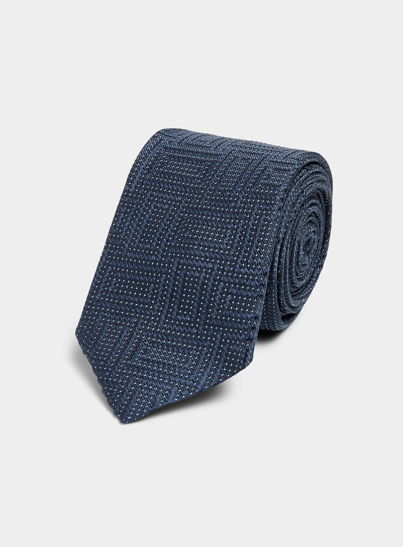 Le 31: La cravate pointillée rectangles concentriques Marine pour homme