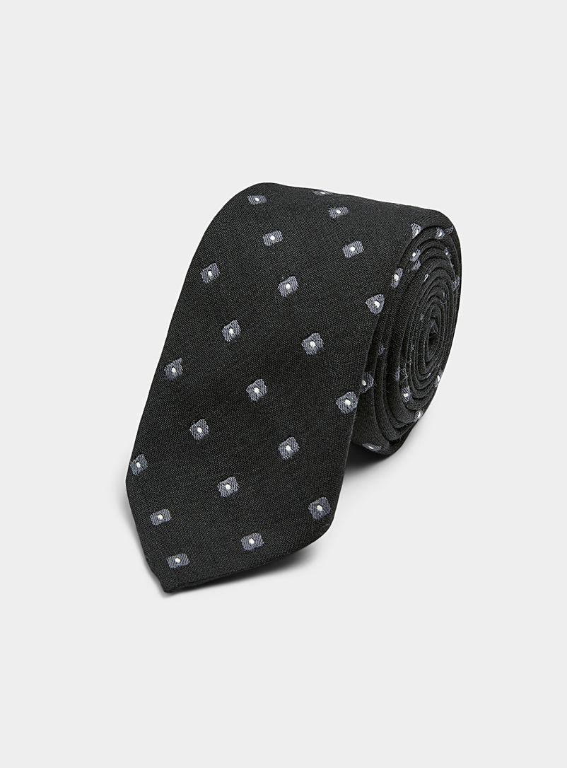 Le 31 Black Pointed mini-check tie for men