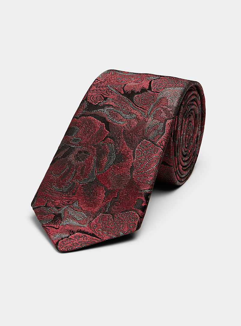 Le 31 Red Paisley floral tie for men