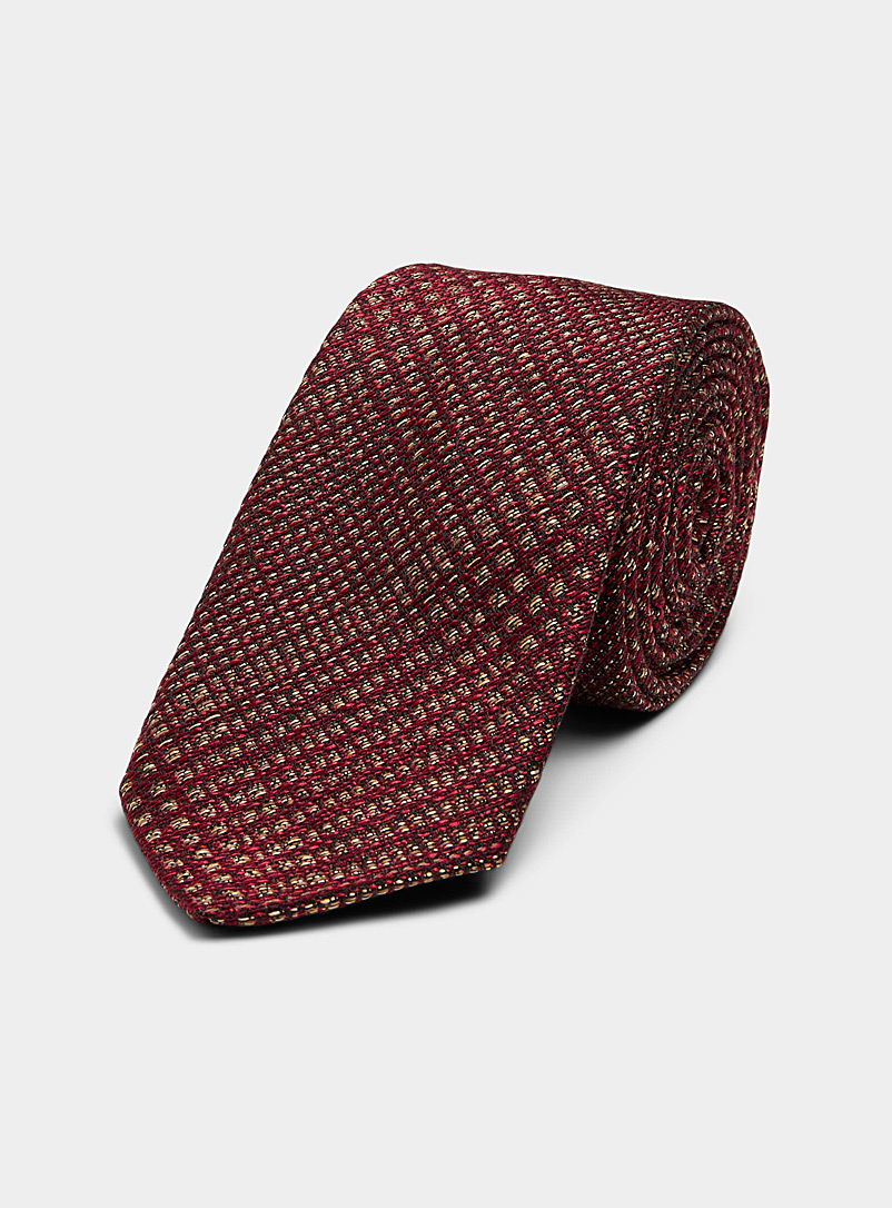 Le 31 Ruby Red Woven check tie for men